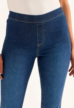 Høj Talje|Flere Længder-Cellbes of Sweden Elastisk jegging med bootcut Mørkeblå Denim