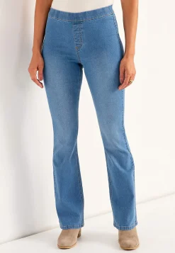 Høj Talje|Flere Længder-Cellbes of Sweden Elastisk jegging med bootcut Mellemblå Denim
