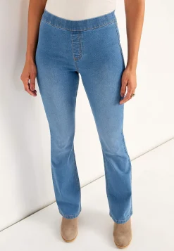Høj Talje|Flere Længder-Cellbes of Sweden Elastisk jegging med bootcut Mellemblå Denim