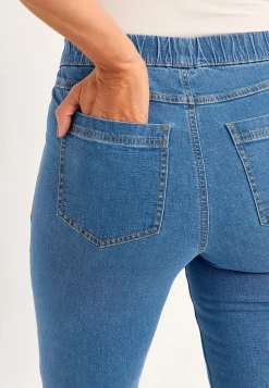 Høj Talje|Flere Længder-Cellbes of Sweden Elastisk jegging med bootcut Mellemblå Denim