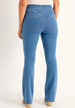 Høj Talje|Flere Længder-Cellbes of Sweden Elastisk jegging med bootcut Mellemblå Denim