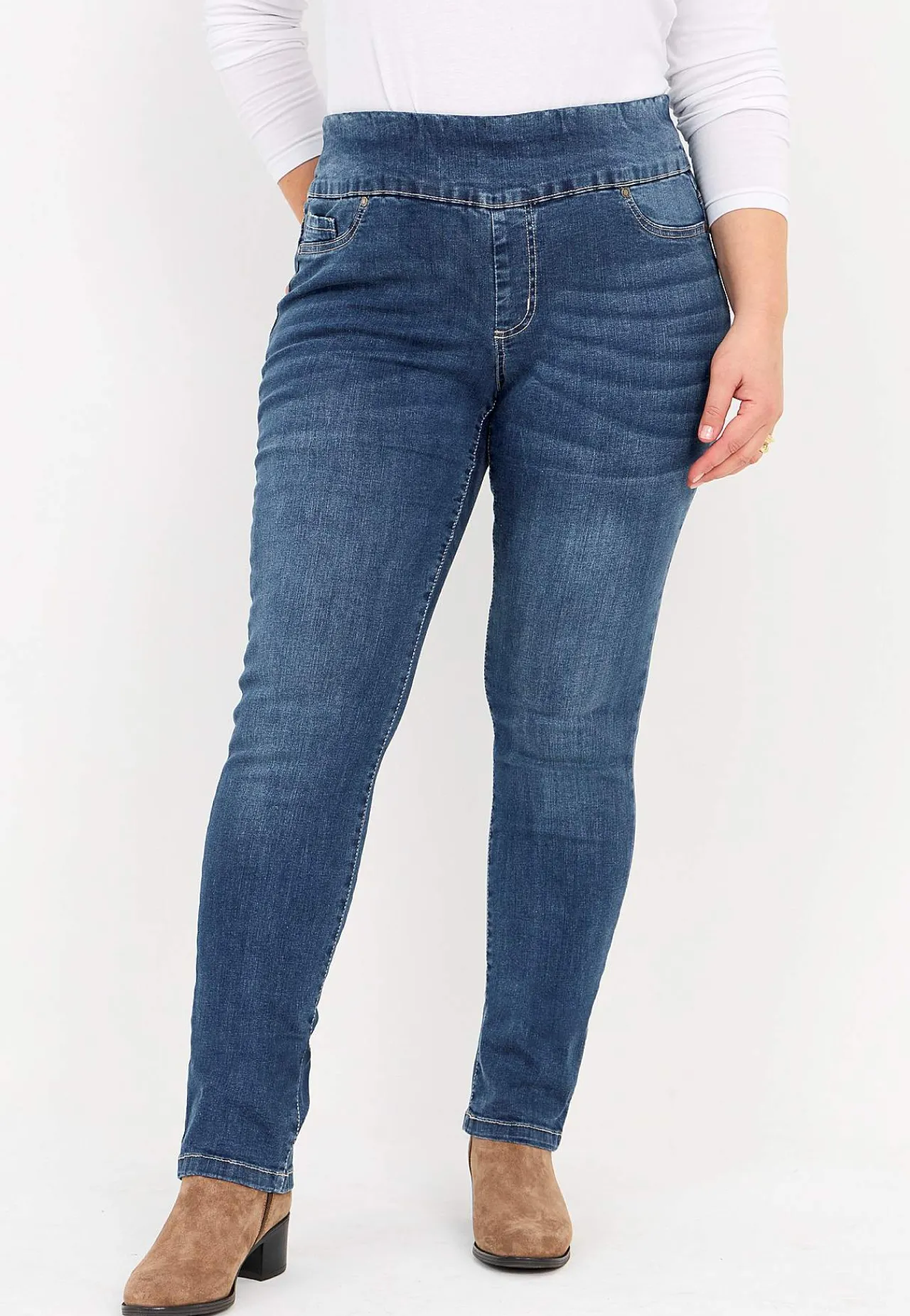 Høj Talje|Flere Længder-Cellbes of Sweden Elastisk jegging med høj elastisk talje Elin Mellemblå / Denim