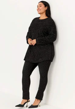 Høj Talje|Flere Længder-Cellbes of Sweden Elastisk jegging med rhinstensdetaljer Sort / Grå / Denim