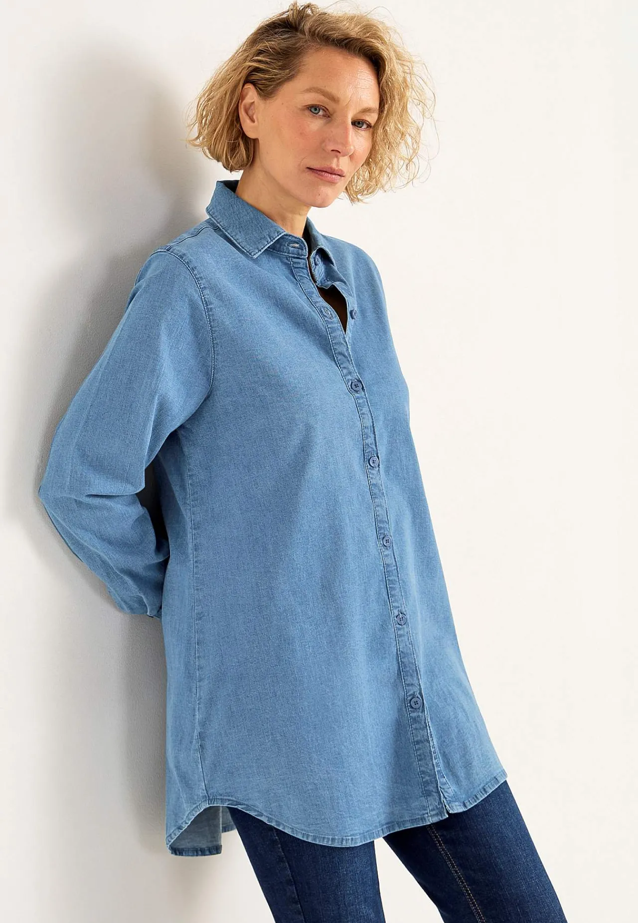 Denim|Denim-Toppe-Cellbes of Sweden Elastisk tunika i denim Mellemblå / Denim