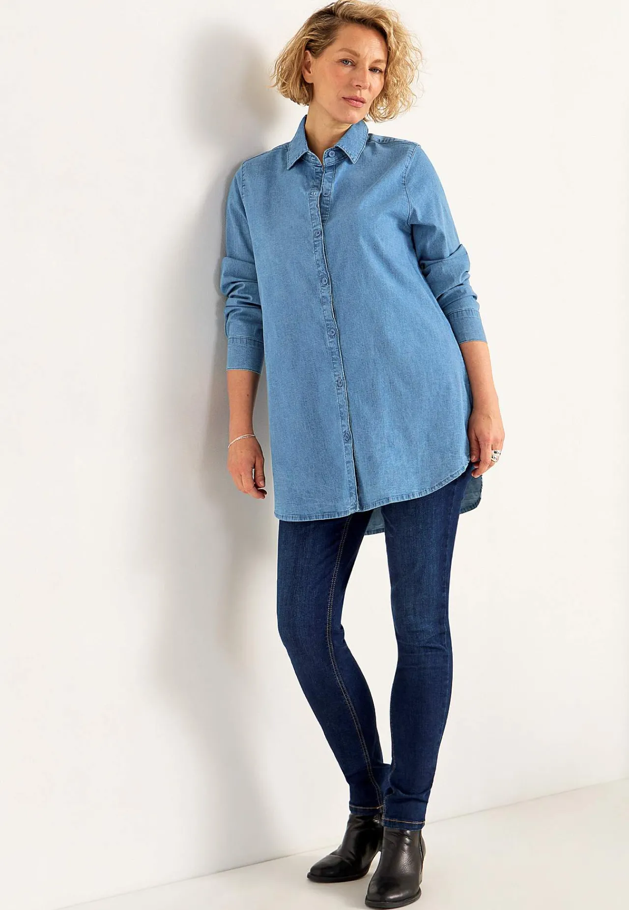 Denim|Denim-Toppe-Cellbes of Sweden Elastisk tunika i denim Mellemblå / Denim