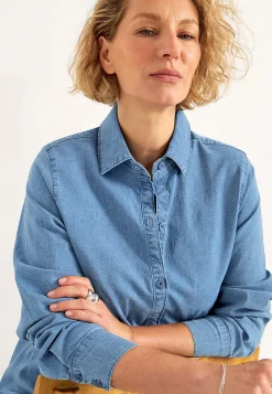 Denim|Denim-Toppe-Cellbes of Sweden Elastisk tunika i denim Mellemblå / Denim