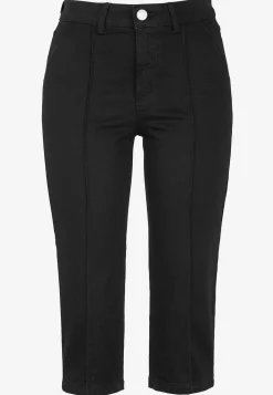 Forårsbukser|Capribukser-Cellbes of Sweden Elastiske crop jeans med syet pressefold Sort / Denim