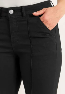 Forårsbukser|Capribukser-Cellbes of Sweden Elastiske crop jeans med syet pressefold Sort / Denim