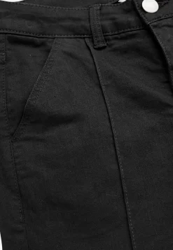 Forårsbukser|Capribukser-Cellbes of Sweden Elastiske crop jeans med syet pressefold Sort / Denim