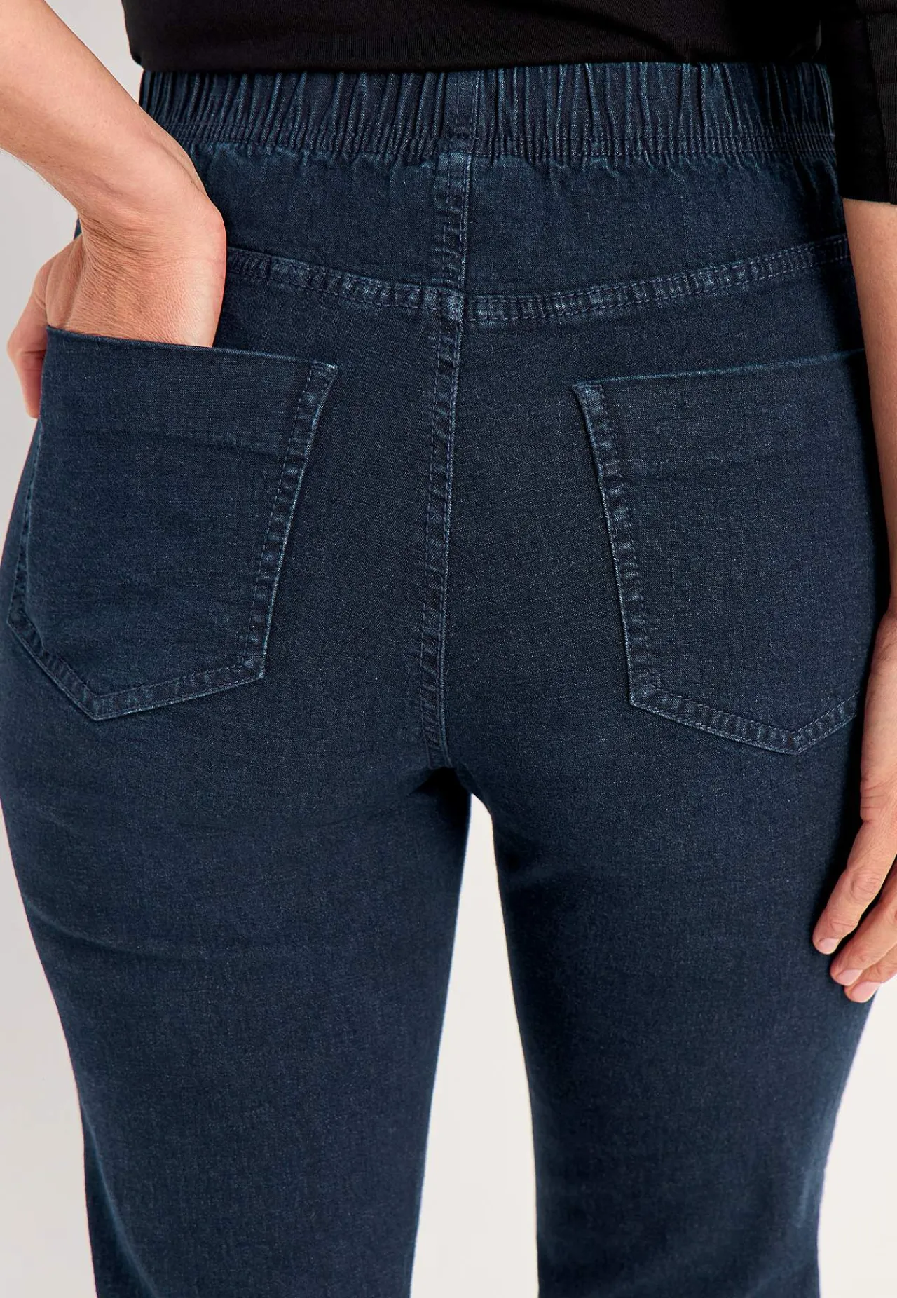 Høj Talje|Flere Længder- Elastiske jeggings Mørk denim / Ikke vasket