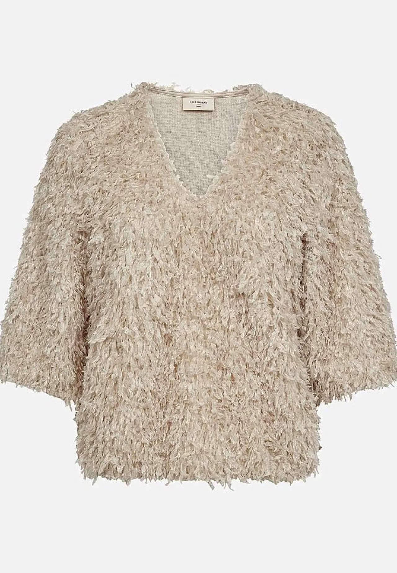 Toppe-Freequent Festtop med fjerlignende materiale Creme