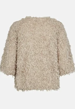 Toppe-Freequent Festtop med fjerlignende materiale Creme