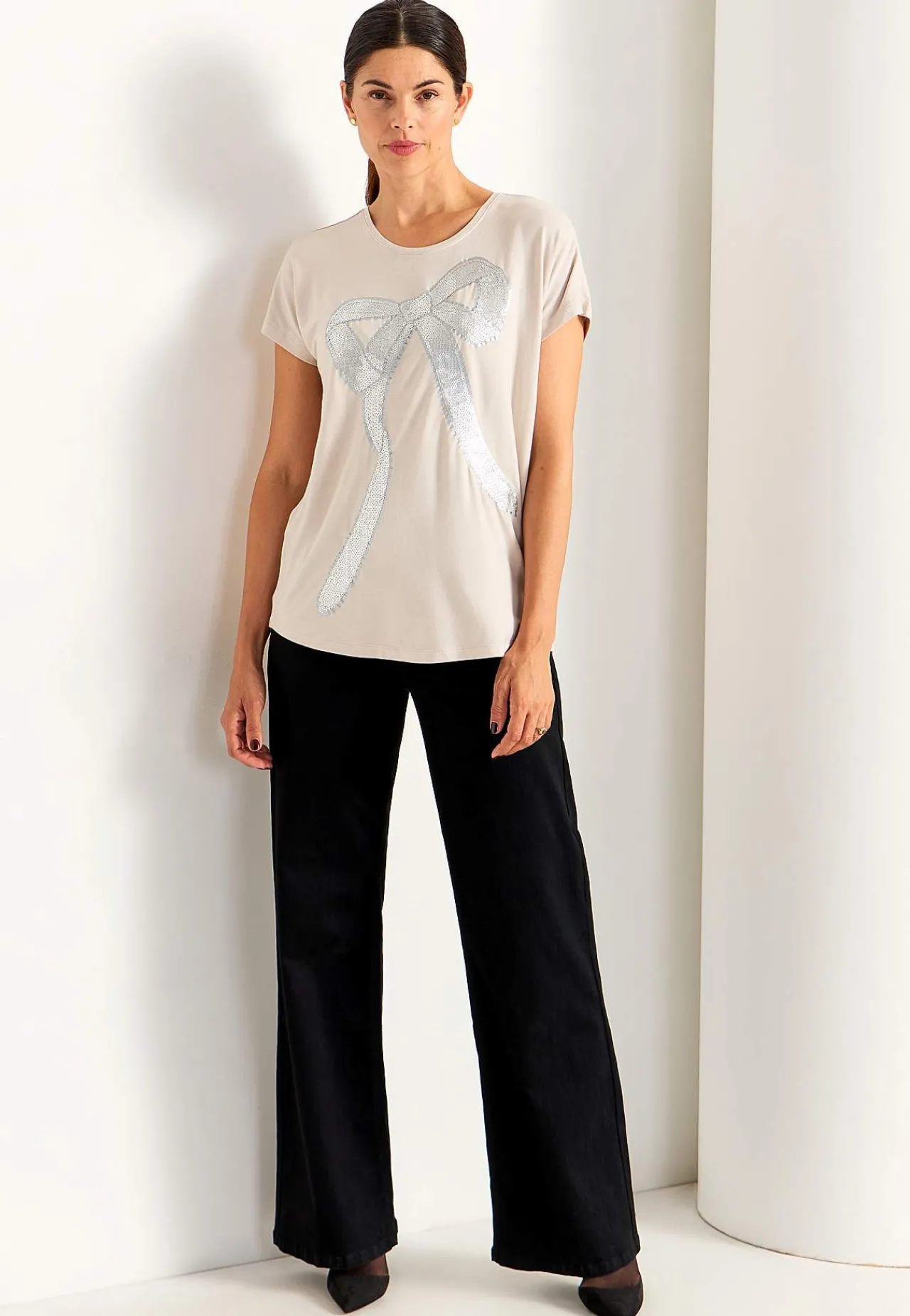 Toppe-Cellbes of Sweden Festtop med pailleter Lys beige