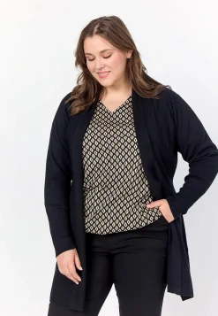 Cardiganer|Trøjer-Wasabiconcept Fintstrikket cardigan Sort