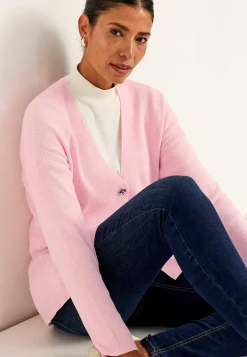 Cardiganer|Cardiganer- Fintstrikket cardigan Lys rosa