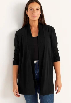 Cardiganer|Cardiganer- Fintstrikket cardigan Sort