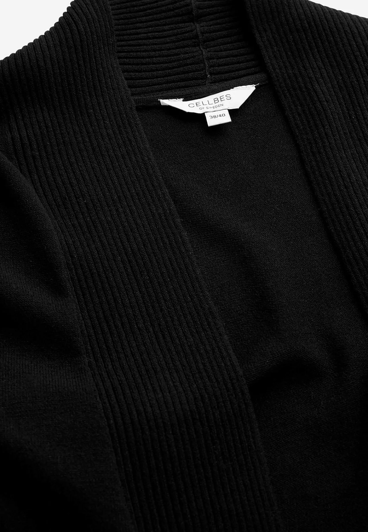 Cardiganer|Cardiganer- Fintstrikket cardigan Sort