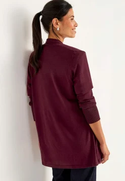 Cardiganer|Cardiganer- Fintstrikket cardigan Vinrød