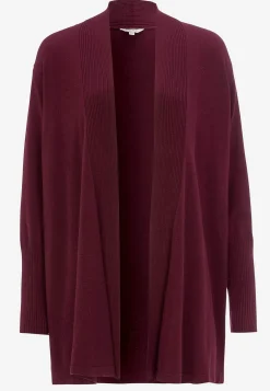 Cardiganer|Cardiganer- Fintstrikket cardigan Vinrød