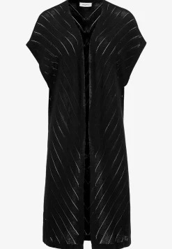 Cardiganer|Cardiganer-Freequent Fintstrikket cardigan med hulmønster Sort