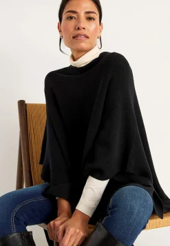 Trøjer|Striktrøjer-Cellbes of Sweden Fintstrikket poncho Sort