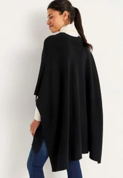 Trøjer|Striktrøjer-Cellbes of Sweden Fintstrikket poncho Sort