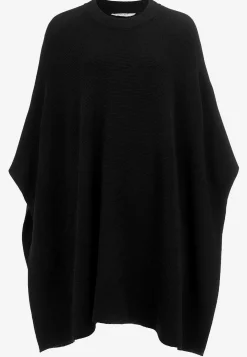 Trøjer|Striktrøjer-Cellbes of Sweden Fintstrikket poncho Sort