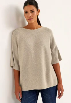 Trøjer|Striktrøjer- Fintstrikket trøje Beige