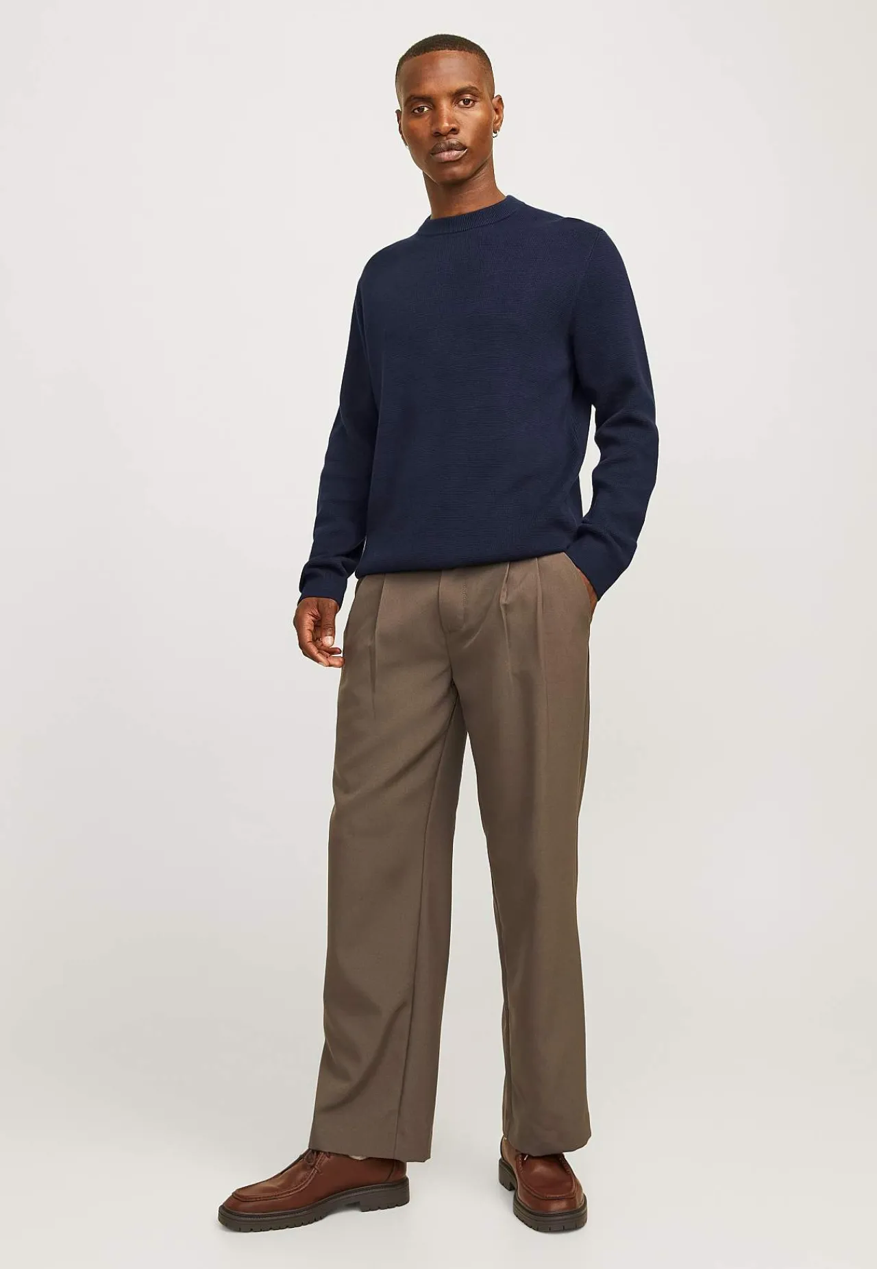 Striktrøjer-JACK & JONES Fintstrikket trøje i merinould Marine