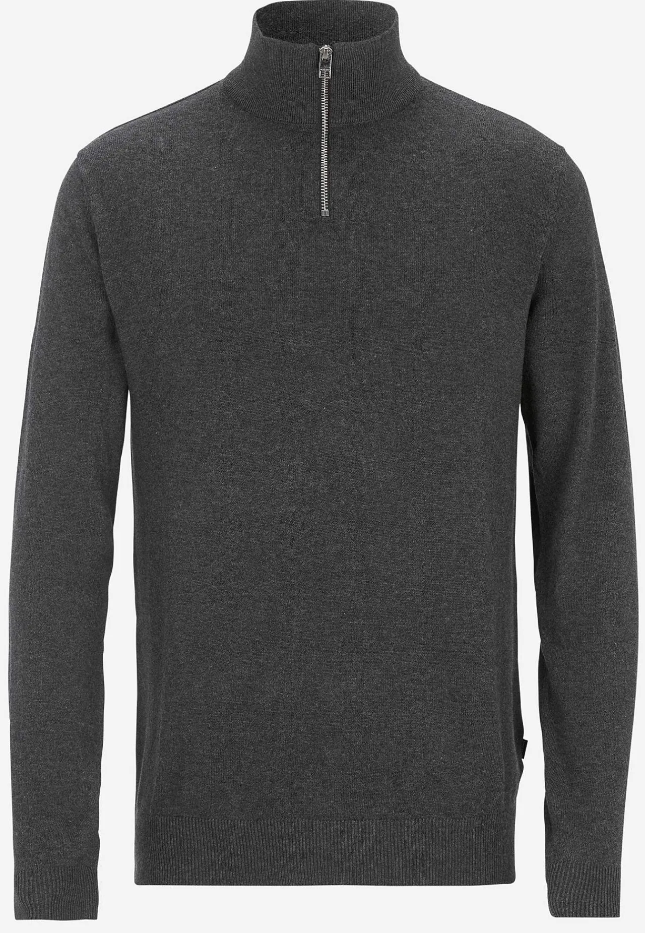 Striktrøjer-JACK & JONES Fintstrikket trøje med lynlås Mørk gråmeleret