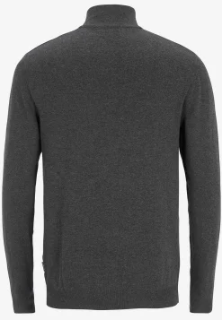 Striktrøjer-JACK & JONES Fintstrikket trøje med lynlås Mørk gråmeleret