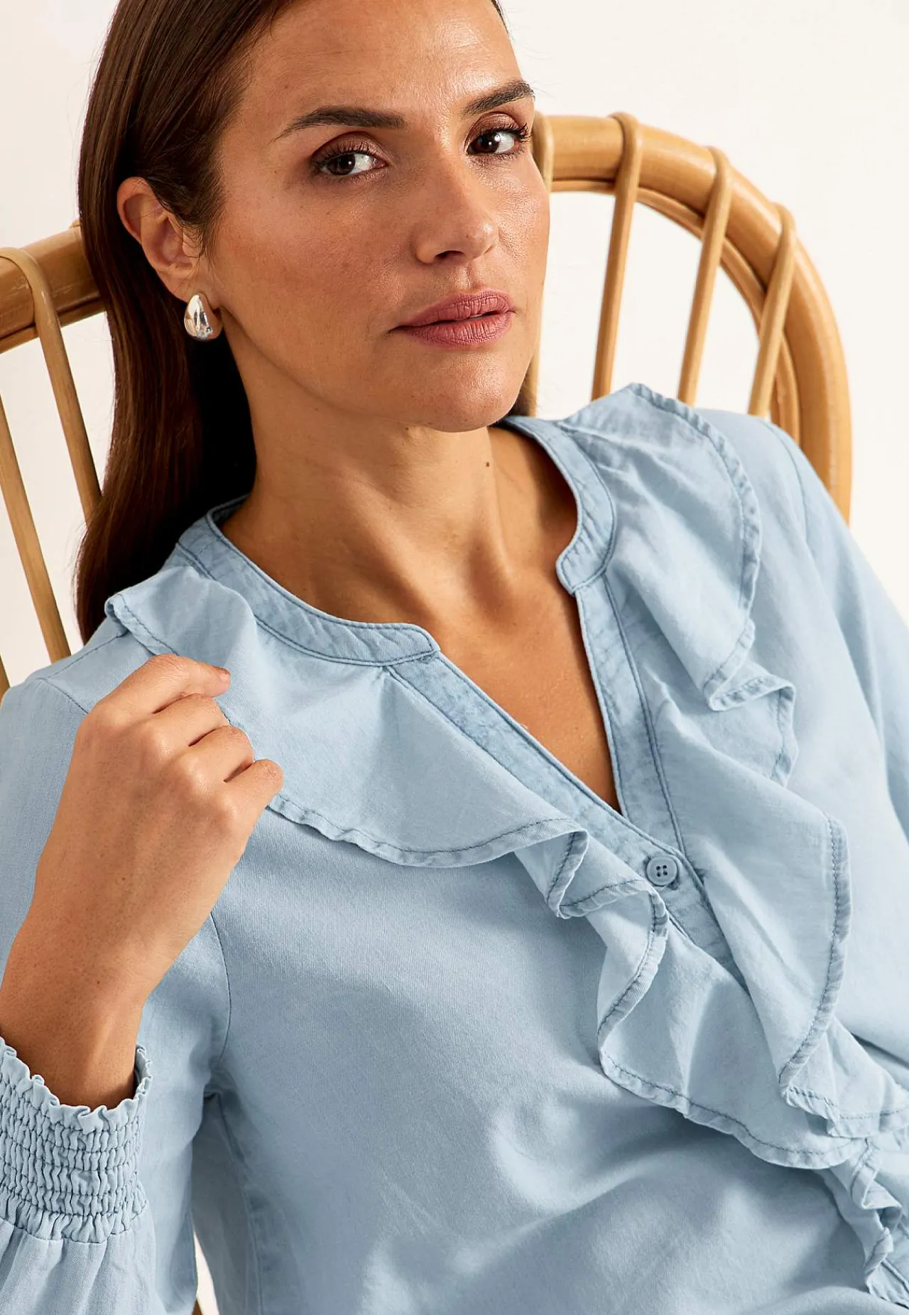 Bluser-Cellbes of Sweden Flæsebluse i denim Lyseblå / Denim