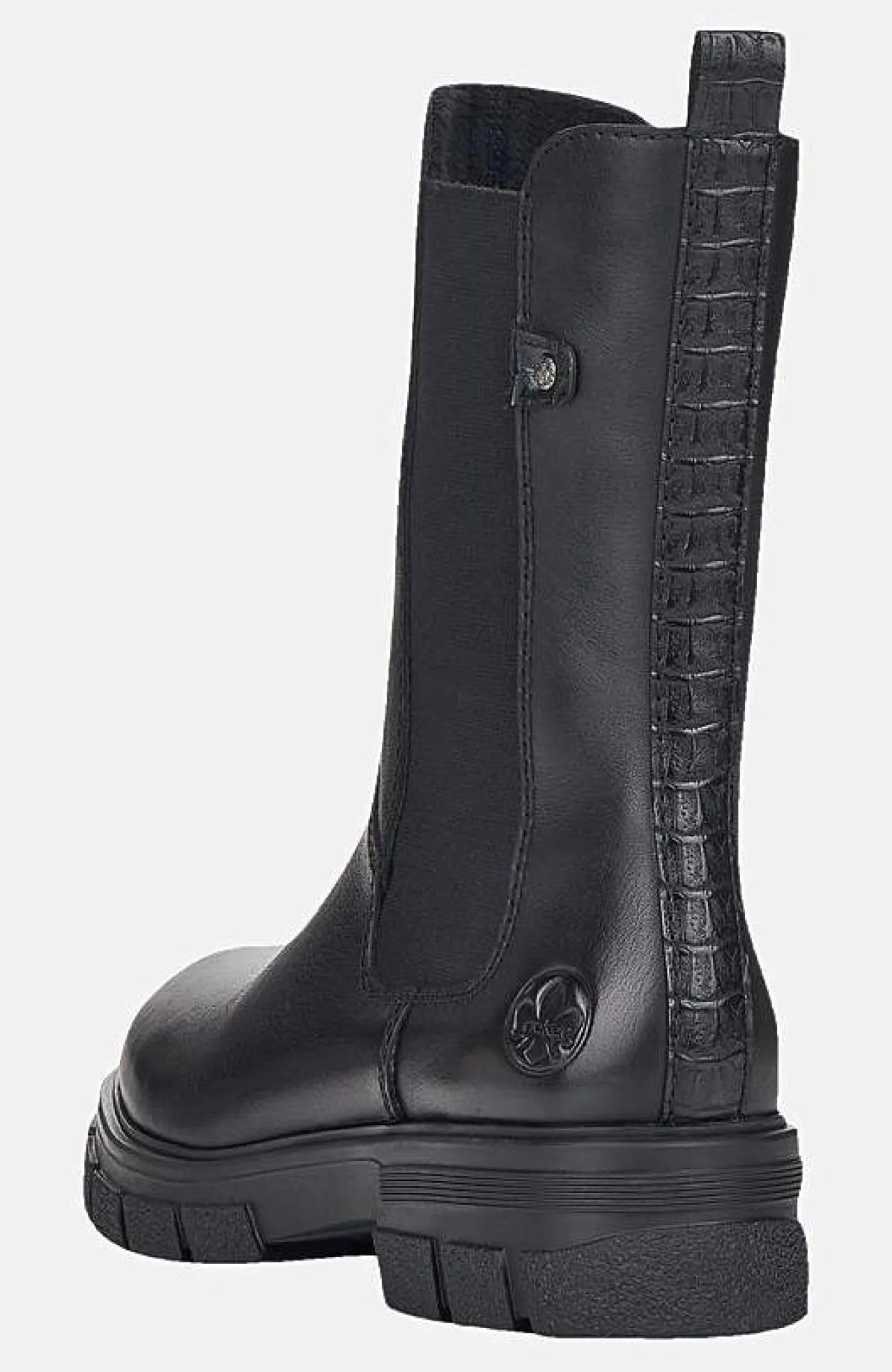 Lædersko|Boots- Høj skindstøvle med lynlås Sort
