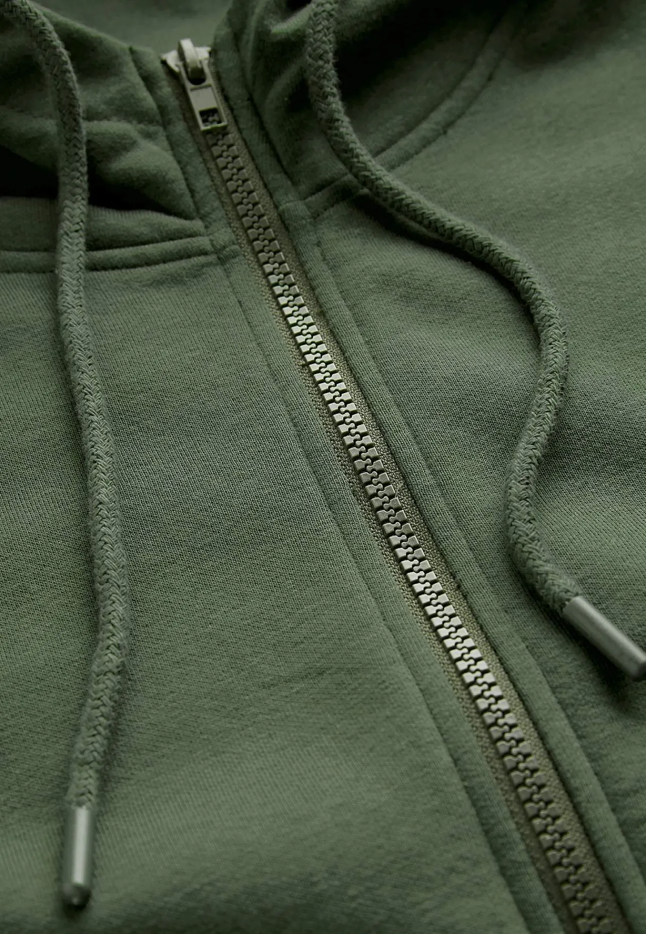 Trøjer|Hoodies- Hættetrøje med lynlås Mørkegrøn