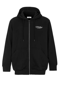 Trøjer|Hoodies- Hættetrøje med lynlås Sort