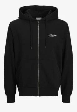 Trøjer|Hoodies- Hættetrøje med lynlås Sort