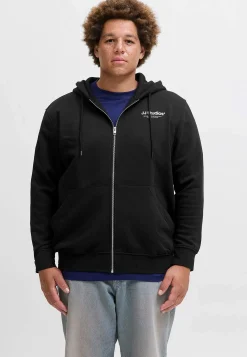 Trøjer|Hoodies- Hættetrøje med lynlås Sort