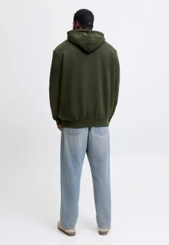 Trøjer|Hoodies-JACK & JONES PLUS Hættetrøje med tryk Mørkegrøn