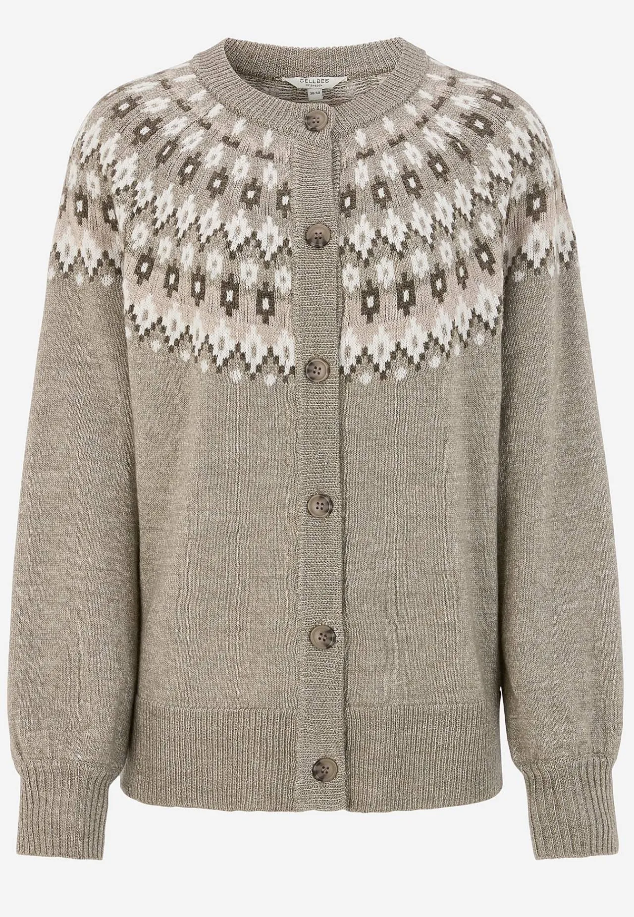 Cardiganer|Cardiganer-Cellbes of Sweden Jacquardmønstret cardigan Beige / Mønstret