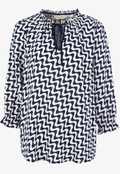 Bluser-Freequent Jacquardvævet bluse Hvid / Blå / Mønstret