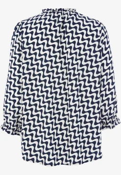 Bluser-Freequent Jacquardvævet bluse Hvid / Blå / Mønstret