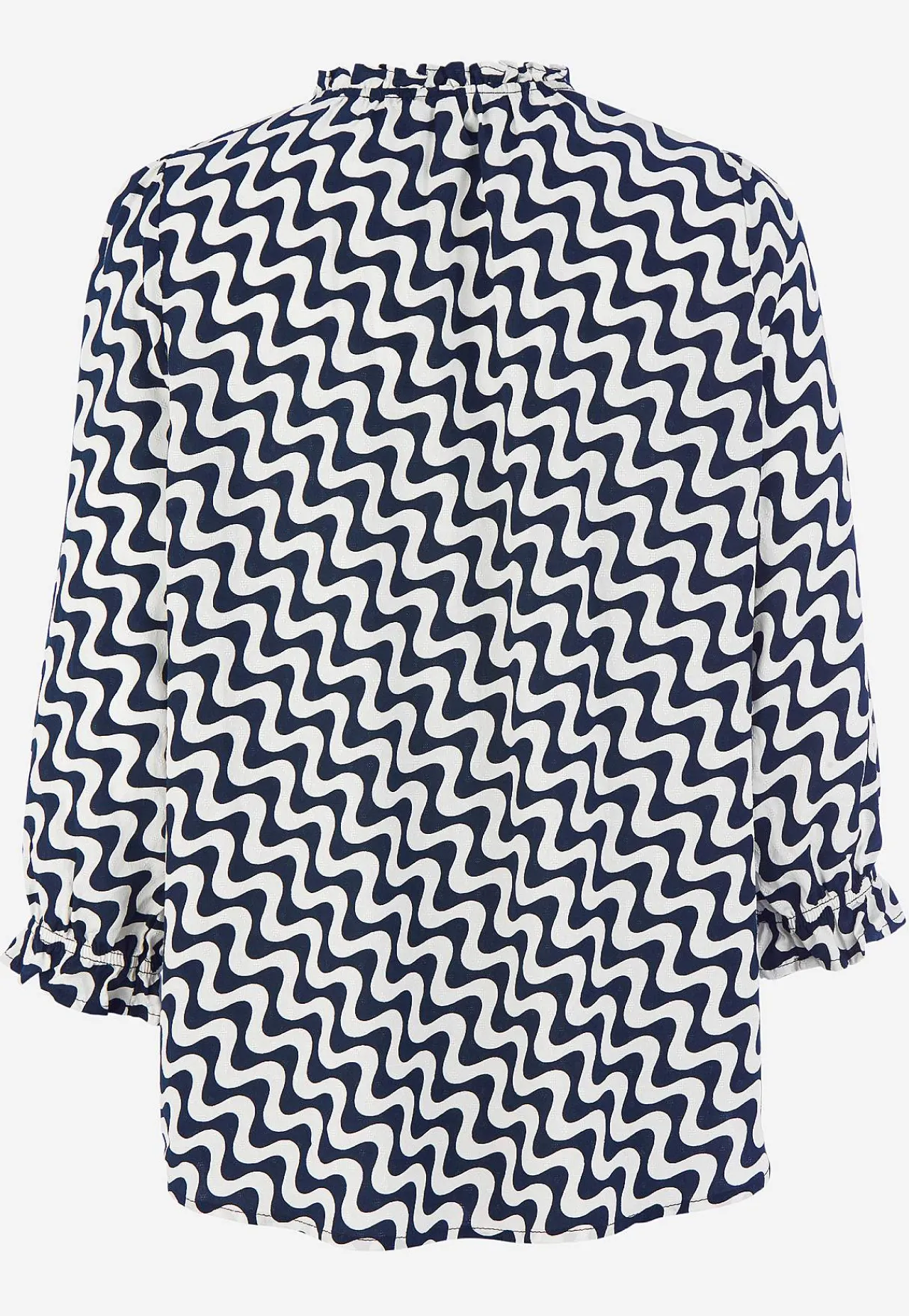 Bluser-Freequent Jacquardvævet bluse Hvid / Blå / Mønstret