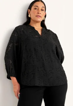 Bluser-Cellbes of Sweden Jacquardvævet, næsten gennemsigtig bluse Sort