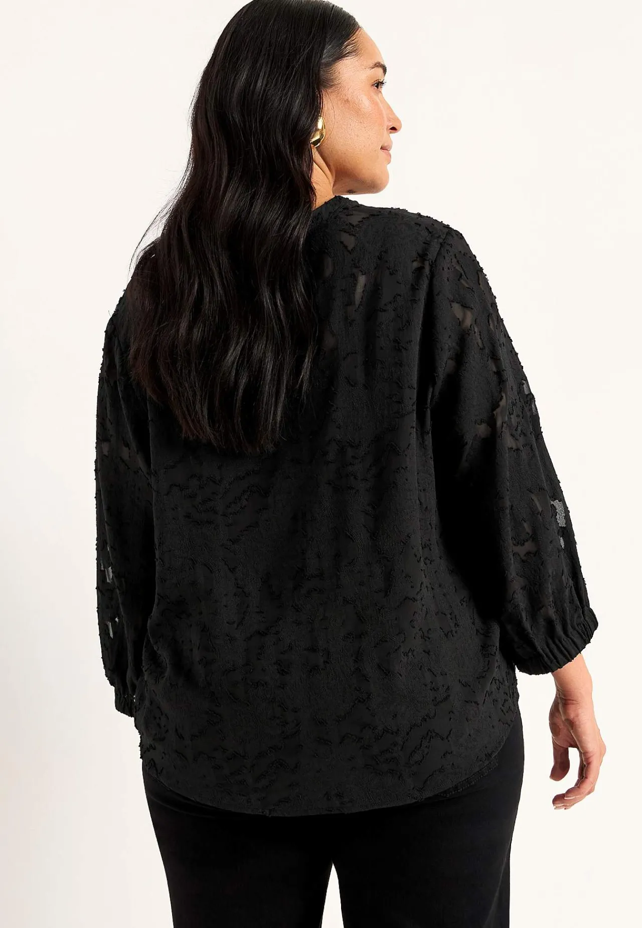 Bluser-Cellbes of Sweden Jacquardvævet, næsten gennemsigtig bluse Sort