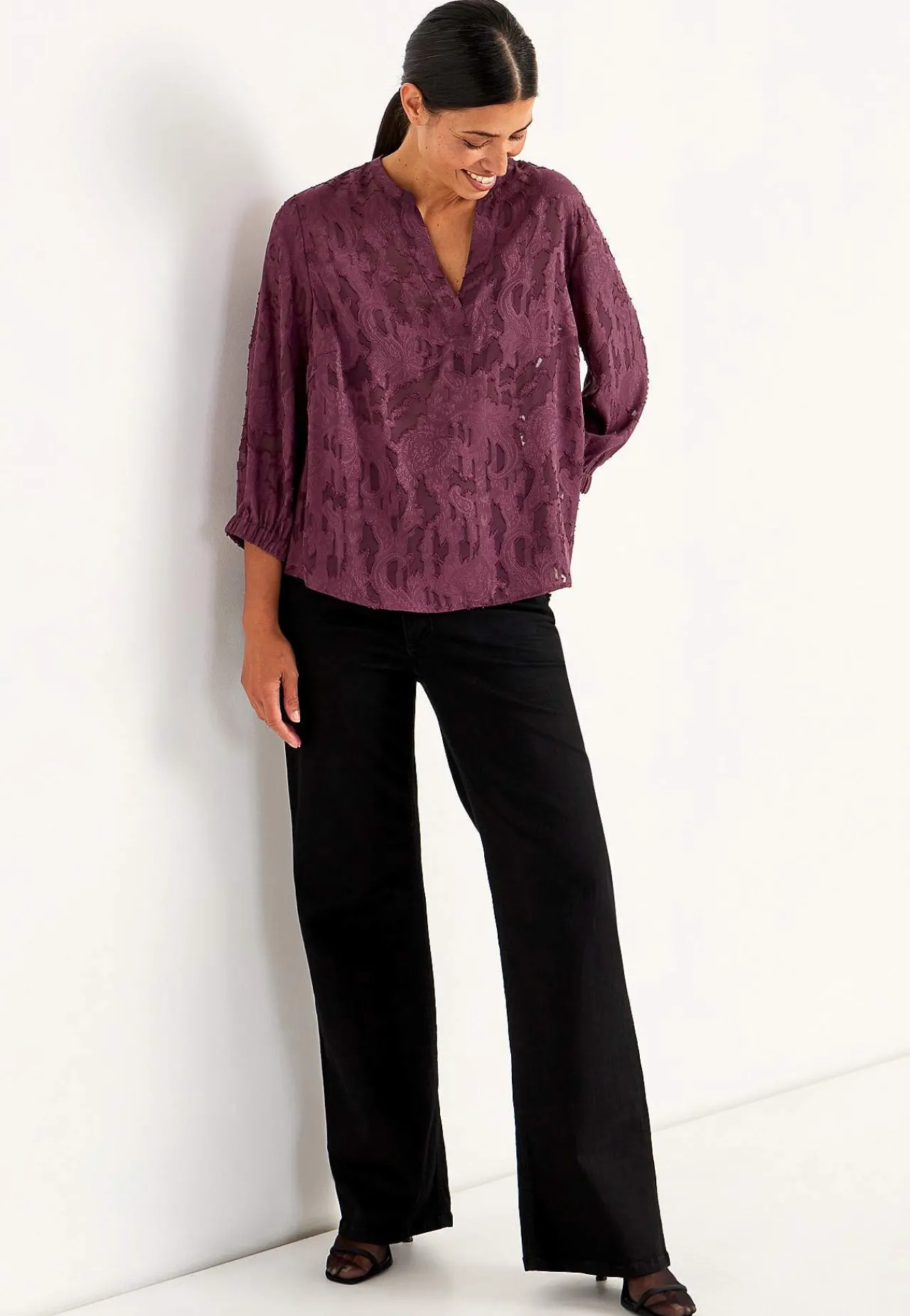 Bluser-Cellbes of Sweden Jacquardvævet, næsten gennemsigtig bluse | Cellbes