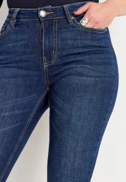 Høj Talje|Flere Længder- Jeans i denim med superstræk Ella Mørkeblå / Denim
