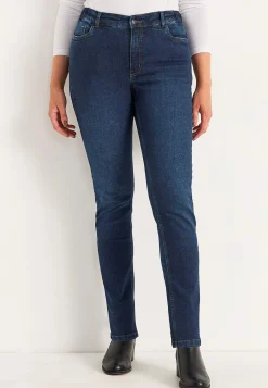 Flere Længder|Straight Fit-Cellbes of Sweden Jeans med elastik i siderne Elsa Mørkeblå / Denim