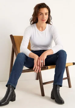 Flere Længder|Straight Fit-Cellbes of Sweden Jeans med elastik i siderne Elsa Mørkeblå / Denim