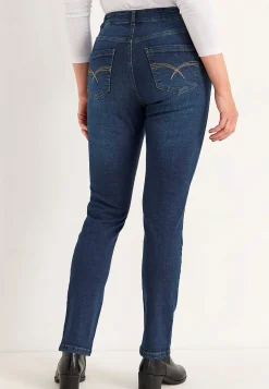 Flere Længder|Straight Fit-Cellbes of Sweden Jeans med elastik i siderne Elsa Mørkeblå / Denim