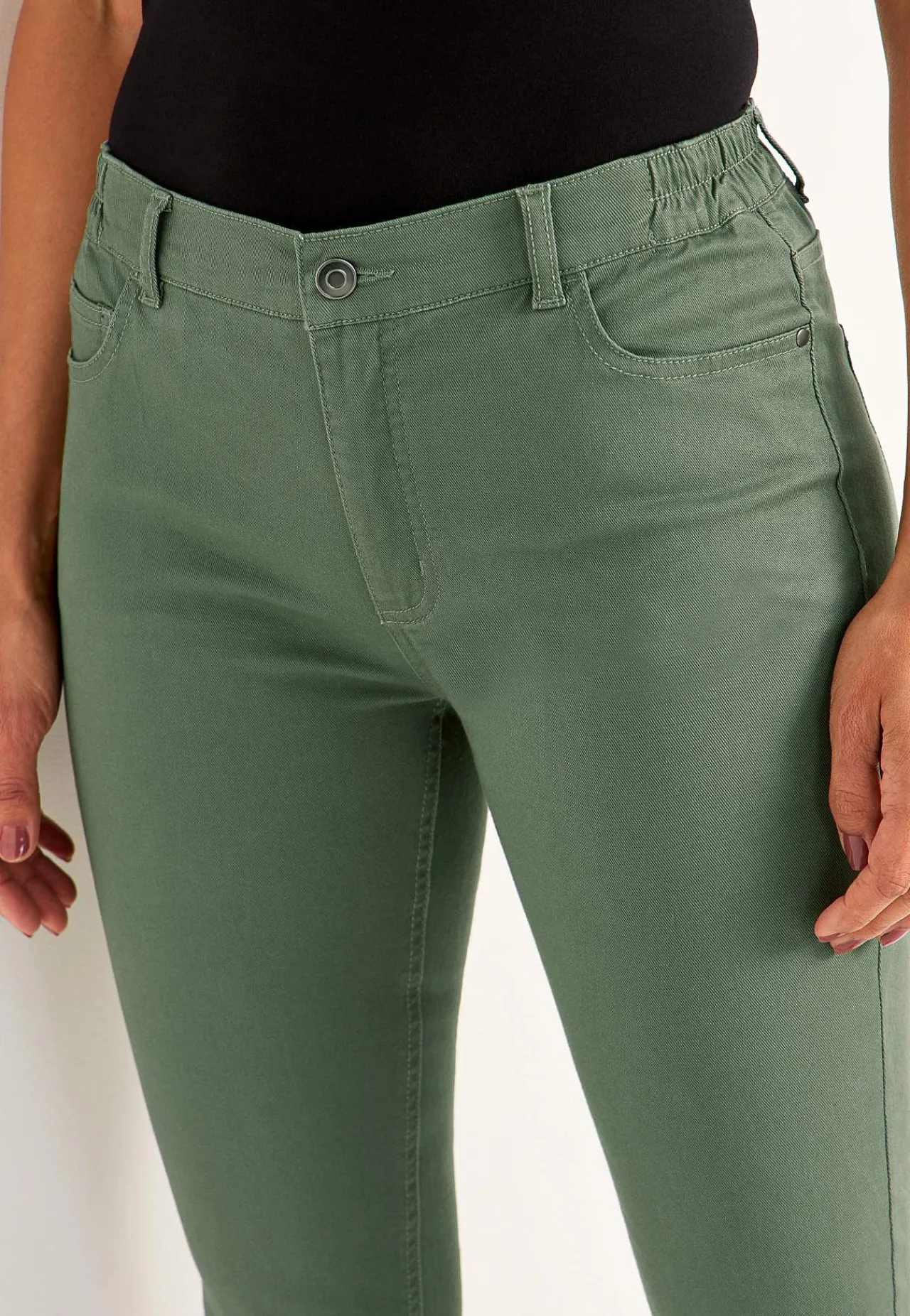 Lige Bukser|Bukser Og Leggings-Cellbes of Sweden Jeans med elastisk talje Kakigrøn